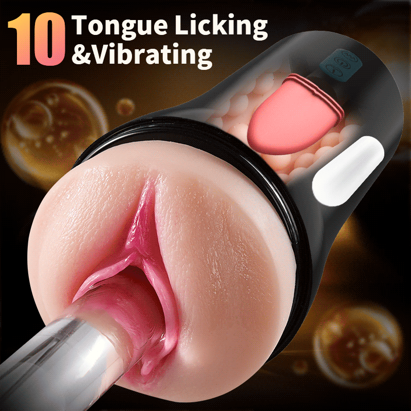 James - Lifelike Tongue Vaginal 10 Tongue Licking & Vibrating Male Stroker