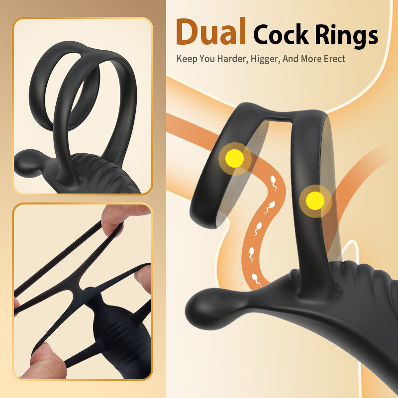 Cyclone - Thrusting Prostate Massager With Double Cock Rings