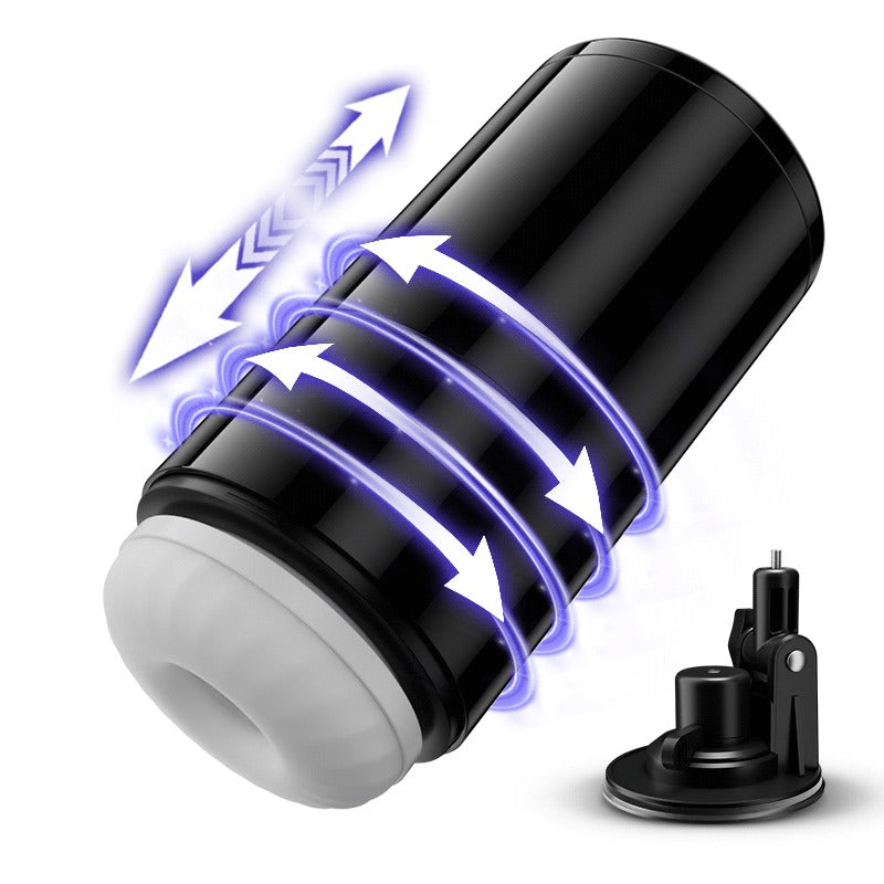 Lightspeed - 4 in 1 Male Stroker  7 Thrutings & 7 Rotatings  Suction Cup Mount  Magnetic Inner Liner