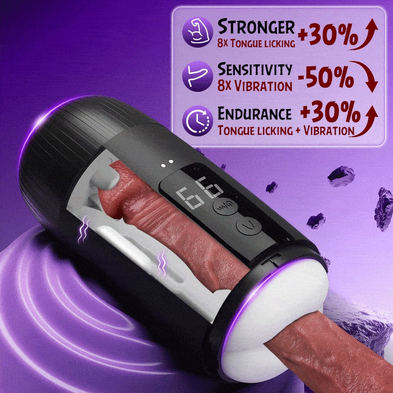 Selena - 8 Slap Tongue-Lick Male Masturbation with 2 Motors Vibration Massage Male Stroker