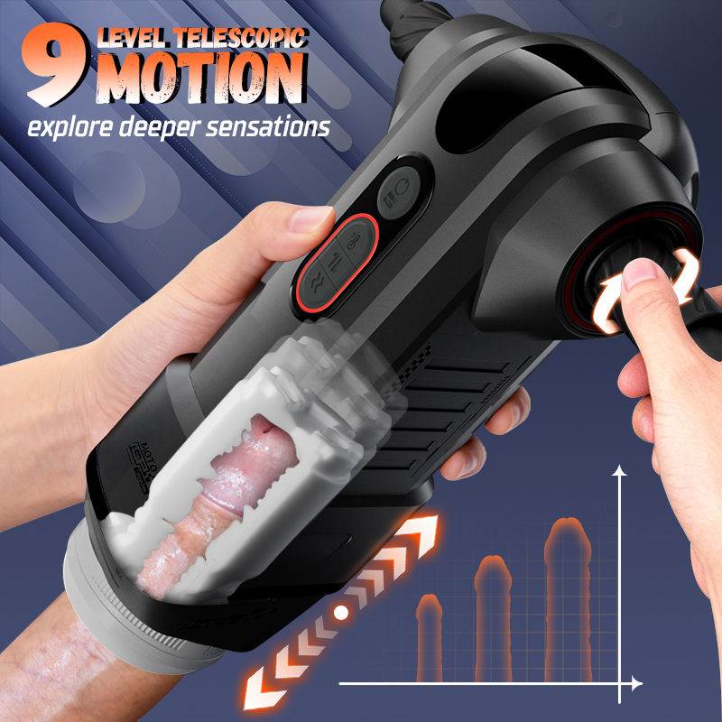 【Automatic Handle】 Motopulse - 2 heating modes, 9-frequency telescopic vibration, Handle adjustment, Male Stroker