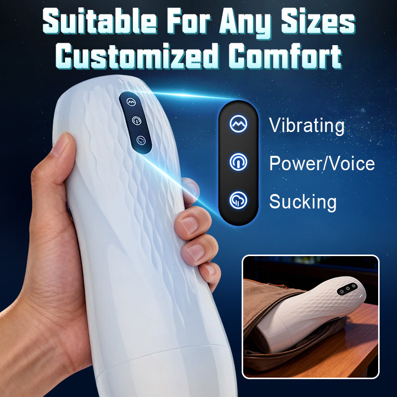 Acmejoy - Language Voice Male Stroker Masturbator With Heated Base, 5 Suction 10 Vibration