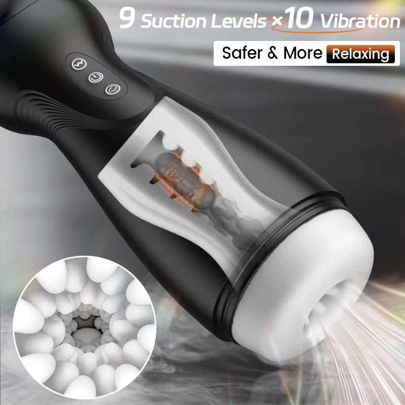 【#1 Choice】SolaceX - 9 Suction 10 Vibration Male Masturbator Automatic Strong Suction Soft TPE Realistic Texture Male Stroker Masturbator