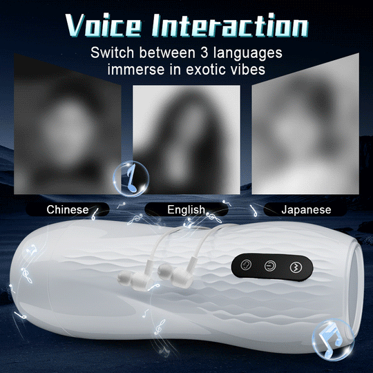 Acmejoy - 语音发声男性自慰器，带加热底座，5吸吮10振动