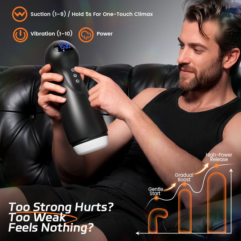 【#1 Choice】SolaceX - 9 Suction 10 Vibration Male Masturbator Automatic Strong Suction Soft TPE Realistic Texture Male Stroker Masturbator