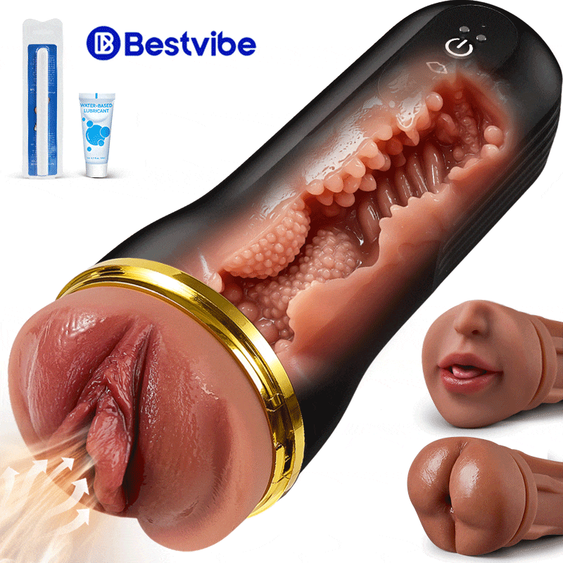 【$10 Off — Only 3 Days!】Bestvibe Pro - 3 Replaceable Sleeves 3 Unique Pleasure Male Masturbator 5 Suction & 10 Vibration Modes